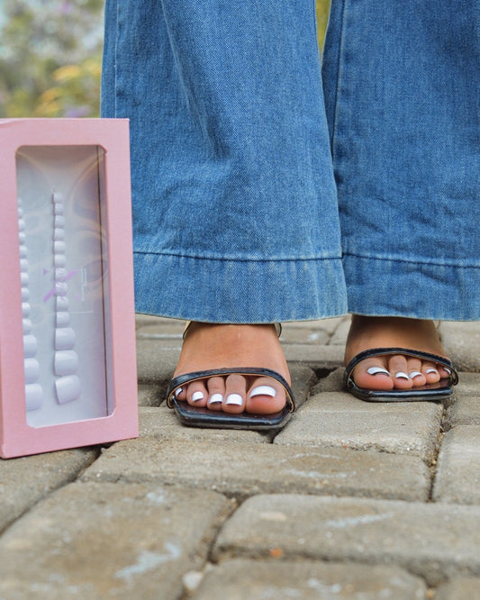 Classy white pedicure